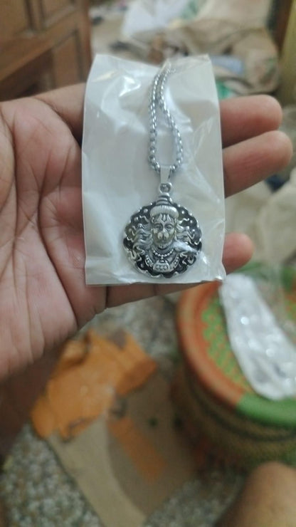 Hanumanji Pendant Oxidized Silver Chain